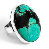 Beautiful Tibetan Turquoise Statement Ring - Natural Designer Gemstone