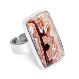 Fabulous Crazy Lace Agate Adjustable Ring in Silver