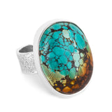 Charming Tibetan Turquoise Ring - Natural Designer Gemstone