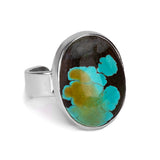 Dainty Tibetan Turquoise Statement Ring - Natural Designer Gemstone