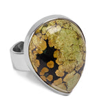 Green Tibetan Turquoise Statement Ring - Natural Designer Gemstone