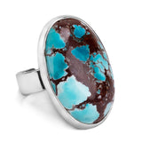 Tibetan Turquoise Statement Ring - Natural Designer Gemstone