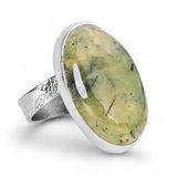 Prehnite Statement Ring - Natural Designer Gemstone