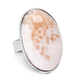 Perfect Pink Scolecite Statement Ring - Natural Designer Gemstone