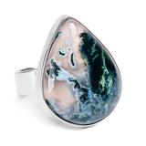 Turkish Black Moss Agate Ring - Natural Designer Gemstone