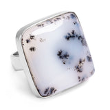 'Winter Wonderland' Dendritic Opal Statement Ring - Natural Designer Gemstone