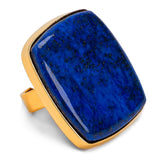 Splendid Lapis Lazuli Statement Ring with 24ct Gold Plate - Natural Designer Gemstone