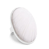 Perfect White Scolecite Statement Ring in Silver