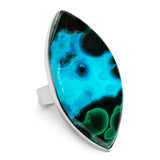 Striking Azurite-Malachite Ring - Natural Designer Gemstone