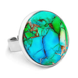 Forest Dahlia Mohave Turquoise Statement Ring - Designer Gemstone