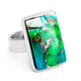 Forest Dahlia Mohave Turquoise Statement Ring - Designer Gemstone
