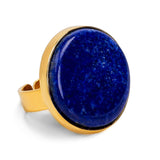 Fantastic Lapis Lazuli Statement Ring with 24ct Gold Plate - Natural Designer Gemstone