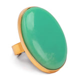 Superb Chrysoprase Ring in 24ct Gold Plate - Natural Designer Gemstone
