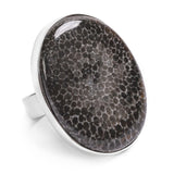 Stingray Coral Fossil Ring - Natural Designer Gemstone