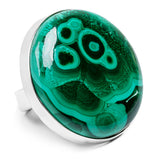 Exceptional Malachite Adjustable Statement Ring - Natural Designer Gemstone