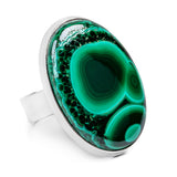 Simply Stunning Malachite Adjustable Statement Ring - Natural Designer Gemstone