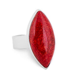 Perfect Fossilised Red Horn Coral Ring - Natural Designer Gemstone