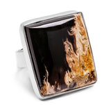 Petrified Palm Root Fossil Ring - Natural Designer Gemstone