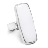 'Pure Snow' White Dendritic Opal Statement Ring - Natural Designer Gemstone