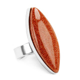 Italian Shimmery Goldstone Statement Ring - Designer Stone