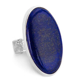 Perfect Royal Blue Lapis Lazuli Statement Ring - Natural Designer Gemstone