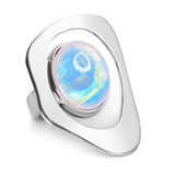 Bold Abstract Handmade Ring in Moonstone and Solid 925 Sterling Silver