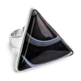 Black Botswana Agate Statement Ring - Natural Designer Gemstone