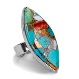 Oyster Copper Turquoise Statement Ring - Natural Designer Gemstone