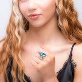 Cute Tibetan Turquoise Statement Ring - Natural Designer Gemstone