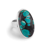 Cute Tibetan Turquoise Statement Ring - Natural Designer Gemstone