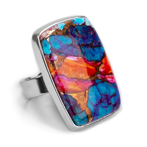 Oyster Copper Turquoise Ring - Natural Designer Gemstones