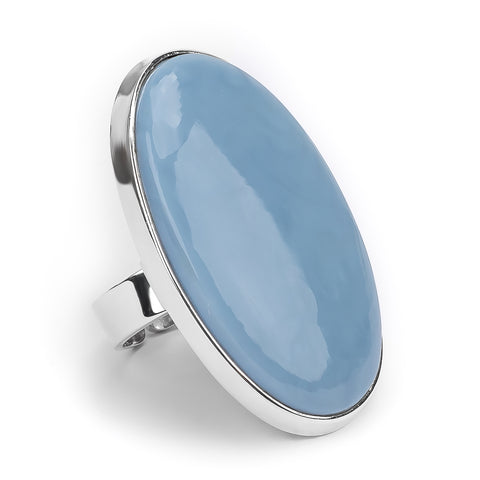 Striking Owyhee Blue Opal Adjustable Statement Ring - Natural Designer Gemstone
