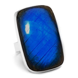 Stunning Deep Blue Flash Labradorite Statement Ring - Natural Designer Gemstone