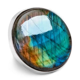 Glorious Rainbow Flash Labradorite Ring - Natural Designer Gemstone