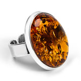 Handmade Baltic Amber Statement Ring - Natural Designer Gemstone