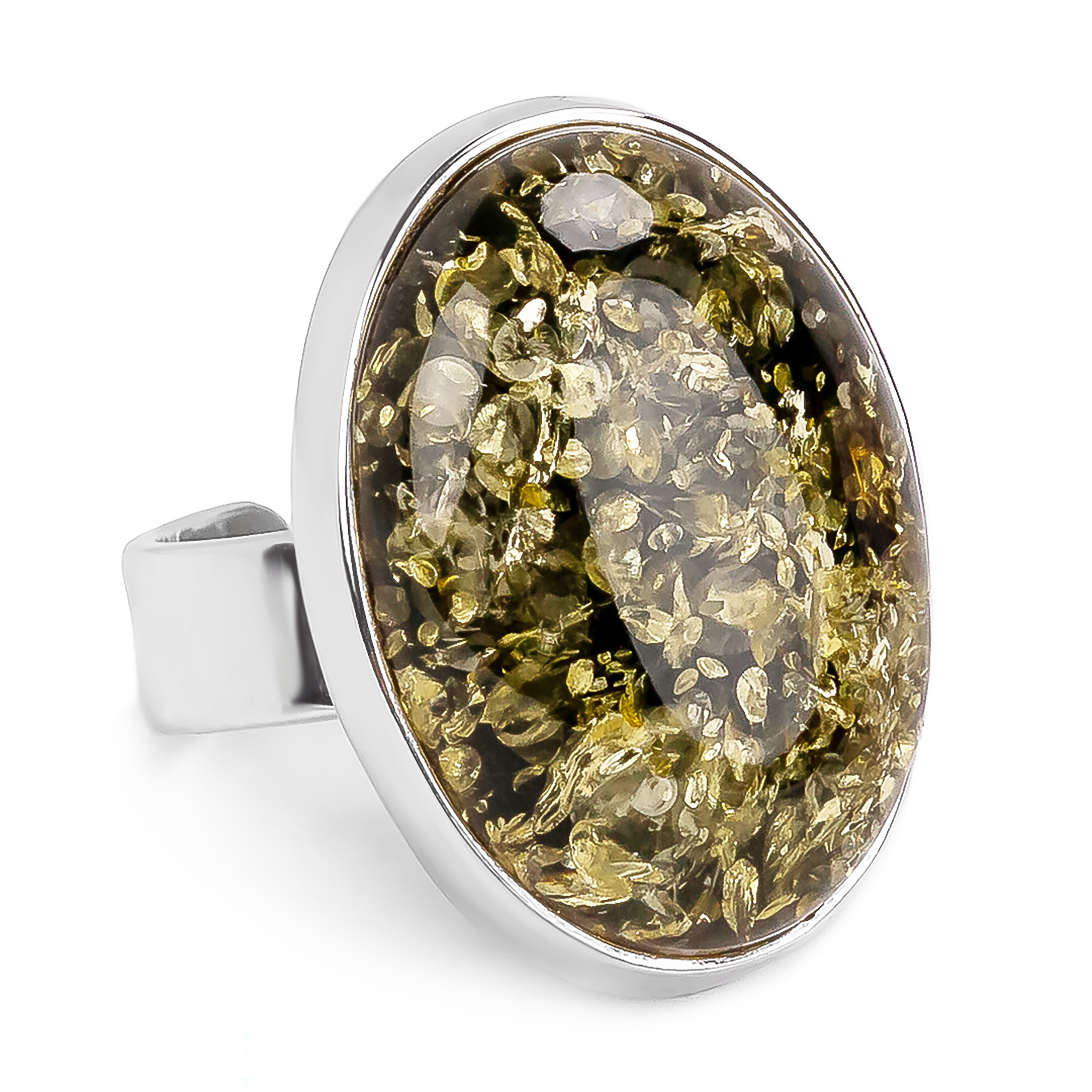 Handmade Baltic Amber Statement Ring - Natural Designer Gemstone