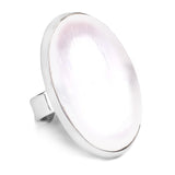 Shimmery Selenite Crystal Statement Ring - Natural Designer Gemstone