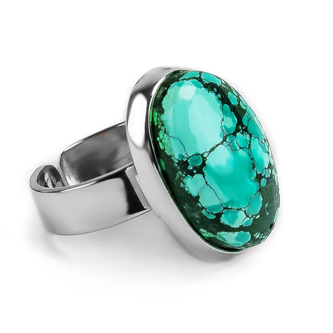 Mountain Tibetan Turquoise Ring - Natural Designer Gemstone