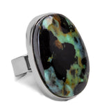 Untreated Emerald Adjustable Ring in Silver - Natural Designer Gemstone