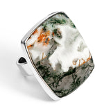 Indonesian Moss Agate Ring - Natural Designer Gemstone