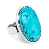 Sky Blue Tibetan Turquoise Statement Ring - Natural Designer Gemstone