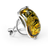 Handmade Statement Green Amber Ring - Natural Designer Gemstone