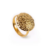 Textured Circle Ring in Sterling Silver with 24ct Gold