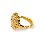 Textured Circle Ring in Sterling Silver with 24ct Gold
