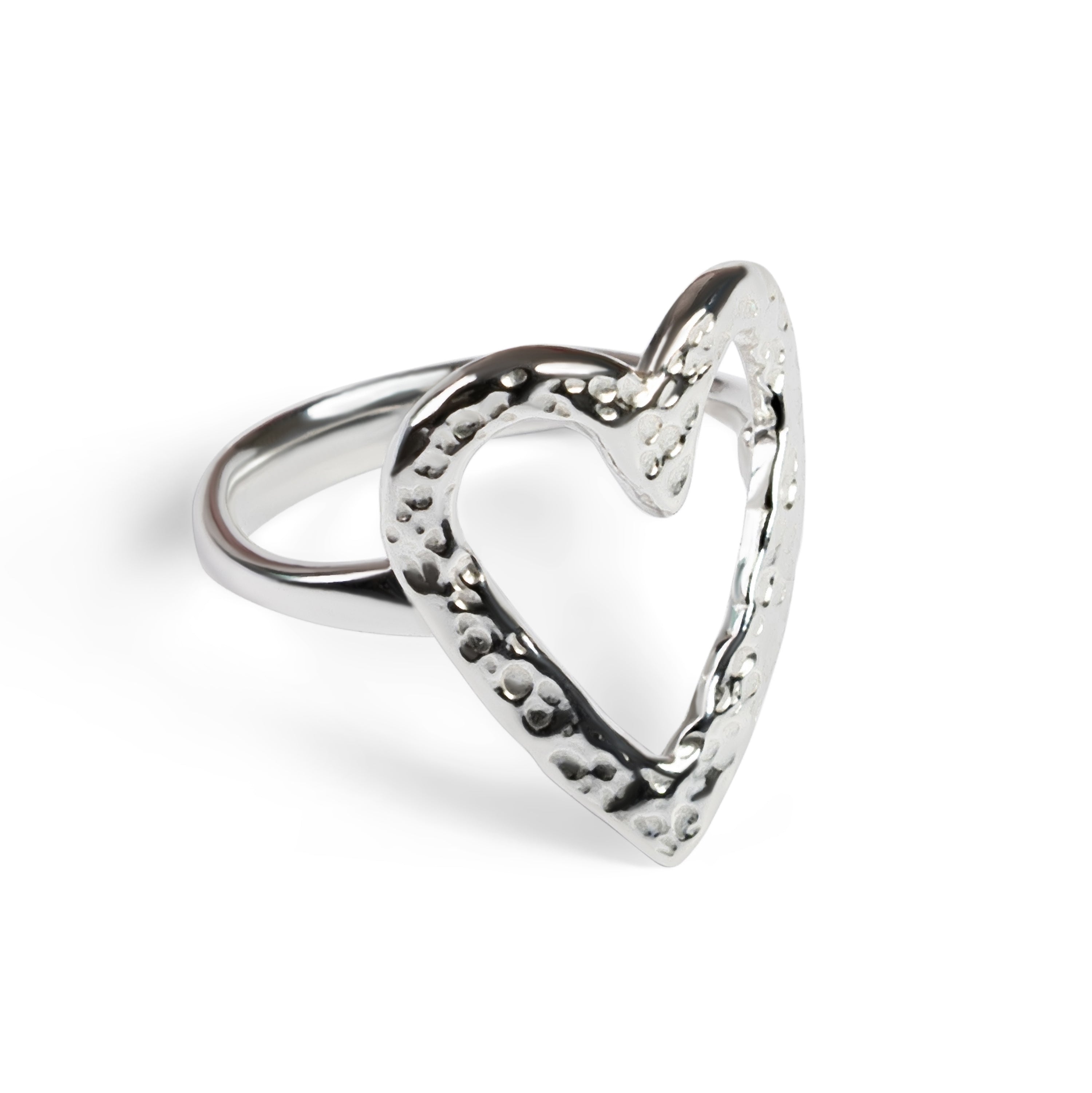 Open Heart Ring in Sterling Silver with 24ct Gold