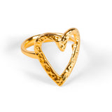 Open Heart Ring in Sterling Silver with 24ct Gold