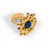 Marguerite Daisy Ring with Silver with 24ct Gold & Lapis Lazuli