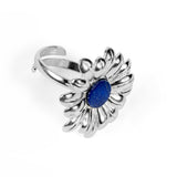 Marguerite Daisy Ring with Silver & Lapis Lazuli
