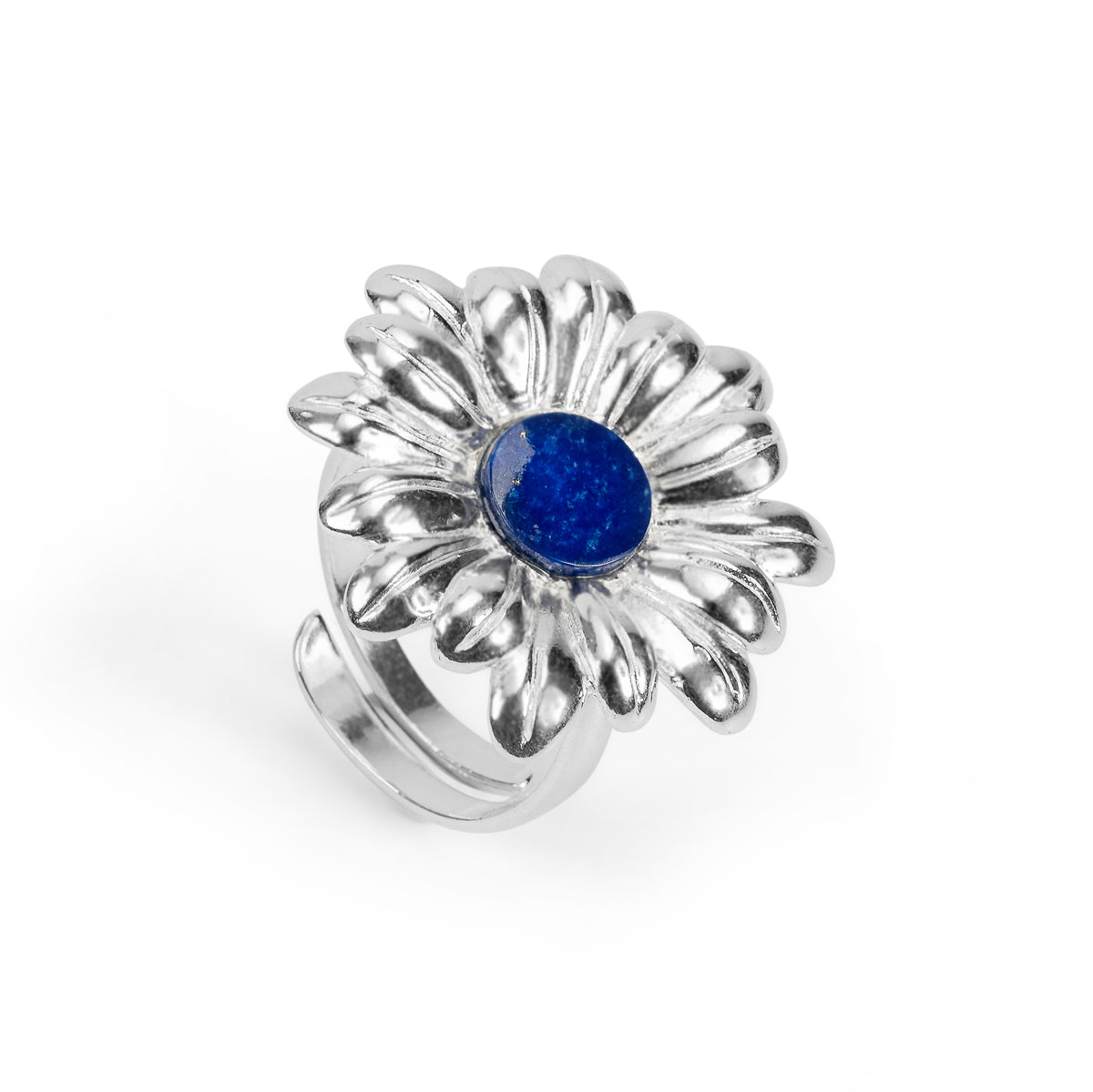 Marguerite Daisy Ring with Silver with 24ct Gold & Lapis Lazuli