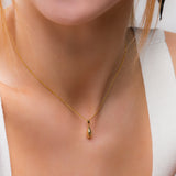 Miniature Single Raindrop Necklace in Silver with 24ct Gold